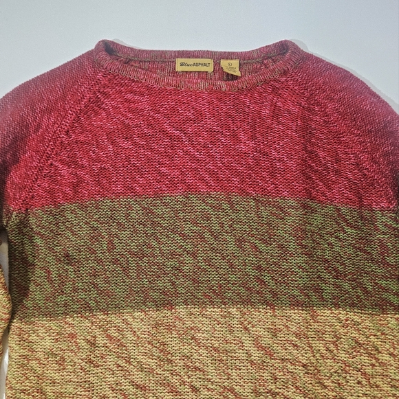 Vintage Blue Asphalt Sweater Womens Large Red Green Yellow Stripe - Picture 3 of 5